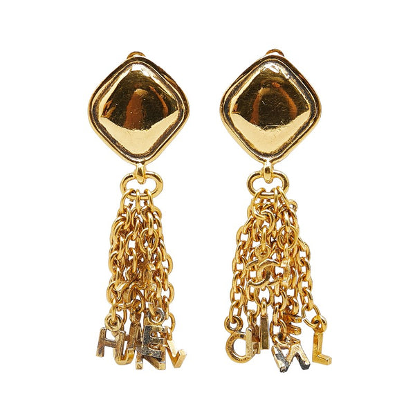 シャネル ココマーク ロゴ フリンジ イヤリング ゴールド メッキ レディース CHANEL 【中古】