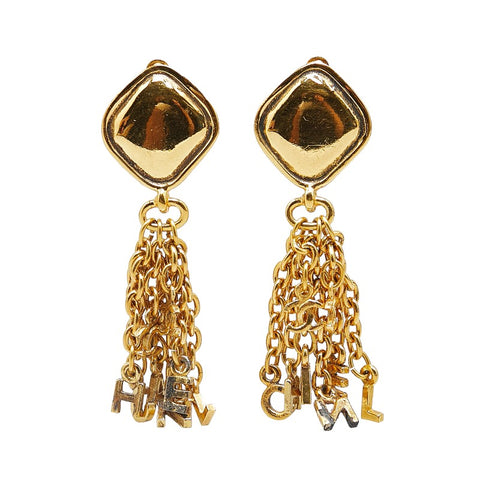 シャネル ココマーク ロゴ フリンジ イヤリング ゴールド メッキ レディース CHANEL 【中古】