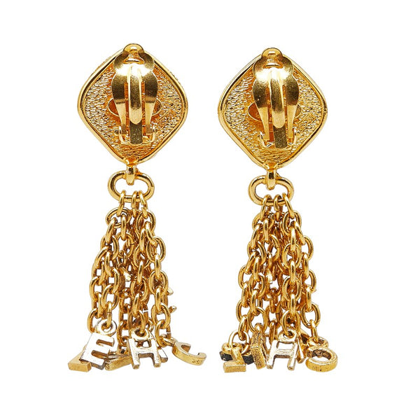 シャネル ココマーク ロゴ フリンジ イヤリング ゴールド メッキ レディース CHANEL 【中古】