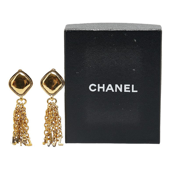 シャネル ココマーク ロゴ フリンジ イヤリング ゴールド メッキ レディース CHANEL 【中古】