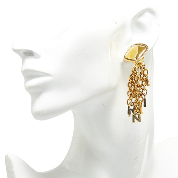 シャネル ココマーク ロゴ フリンジ イヤリング ゴールド メッキ レディース CHANEL 【中古】