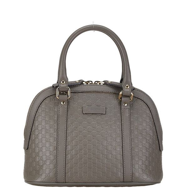 グッチ マイクログッチシマ ハンドバッグ ショルダーバッグ 2WAY 449654 グレー レザー レディース GUCCI 【中古】