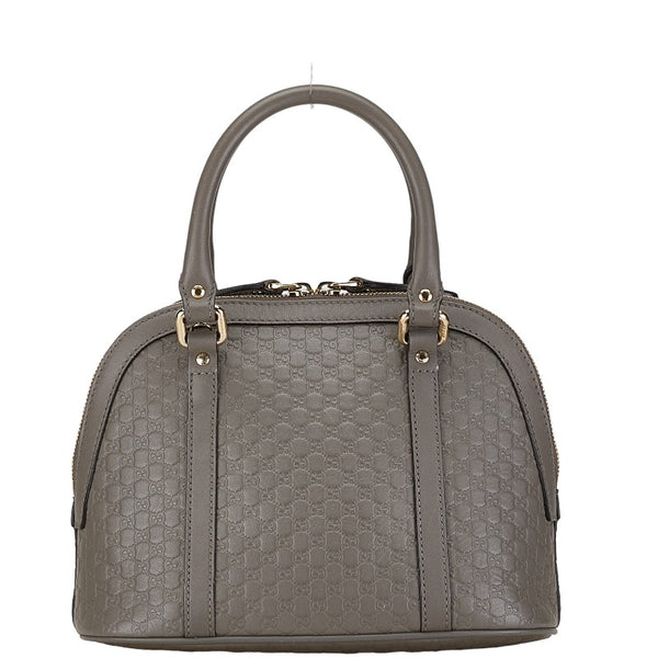 グッチ マイクログッチシマ ハンドバッグ ショルダーバッグ 2WAY 449654 グレー レザー レディース GUCCI 【中古】