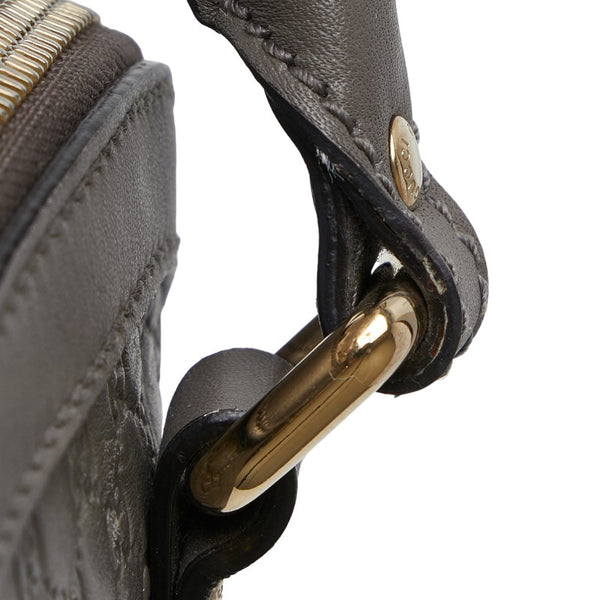 グッチ マイクログッチシマ ハンドバッグ ショルダーバッグ 2WAY 449654 グレー レザー レディース GUCCI 【中古】