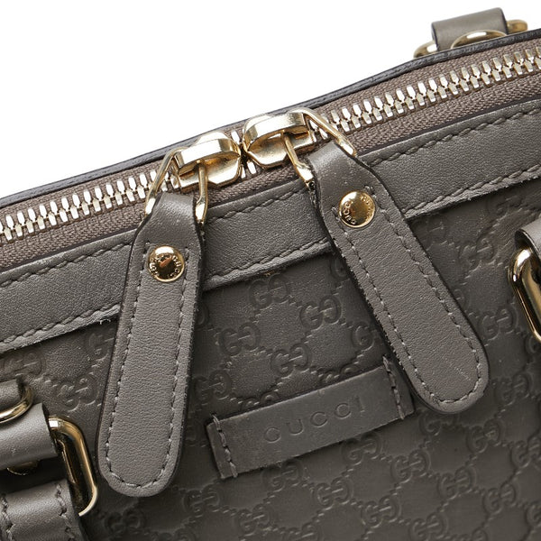 グッチ マイクログッチシマ ハンドバッグ ショルダーバッグ 2WAY 449654 グレー レザー レディース GUCCI 【中古】