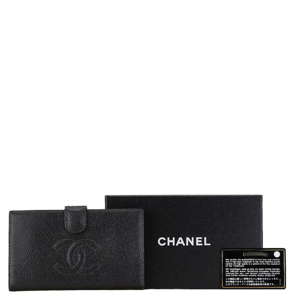 シャネル ココマーク がま口 長財布 ブラック キャビアスキン レディース CHANEL 【中古】