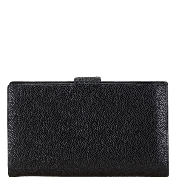 シャネル ココマーク がま口 長財布 ブラック キャビアスキン レディース CHANEL 【中古】
