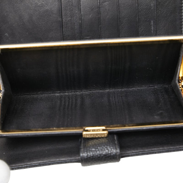 シャネル ココマーク がま口 長財布 ブラック キャビアスキン レディース CHANEL 【中古】