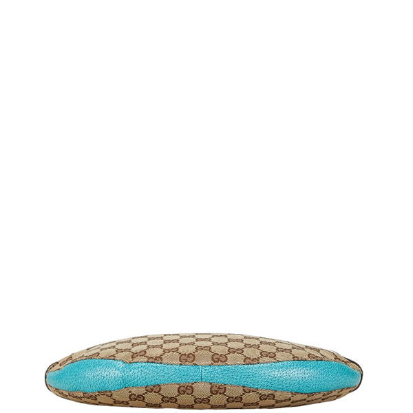 グッチ GGキャンバス ハーフムーン ショルダーバッグ 115004 ベージュ ターコイズ キャンバス レザー レディース GUCCI 【中古】