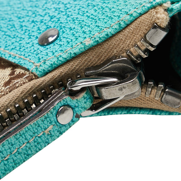 グッチ GGキャンバス ハーフムーン ショルダーバッグ 115004 ベージュ ターコイズ キャンバス レザー レディース GUCCI 【中古】