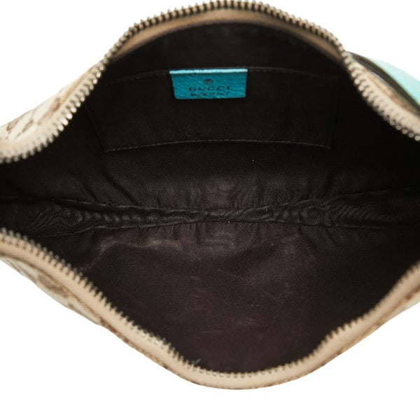 グッチ GGキャンバス ハーフムーン ショルダーバッグ 115004 ベージュ ターコイズ キャンバス レザー レディース GUCCI 【中古】