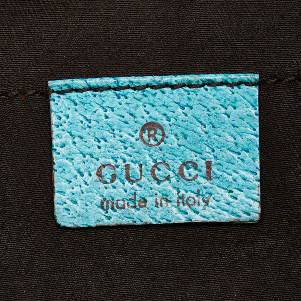 グッチ GGキャンバス ハーフムーン ショルダーバッグ 115004 ベージュ ターコイズ キャンバス レザー レディース GUCCI 【中古】