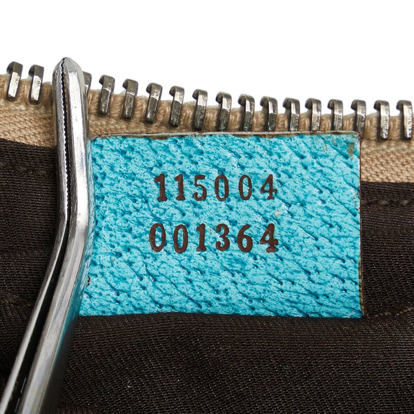 グッチ GGキャンバス ハーフムーン ショルダーバッグ 115004 ベージュ ターコイズ キャンバス レザー レディース GUCCI 【中古】