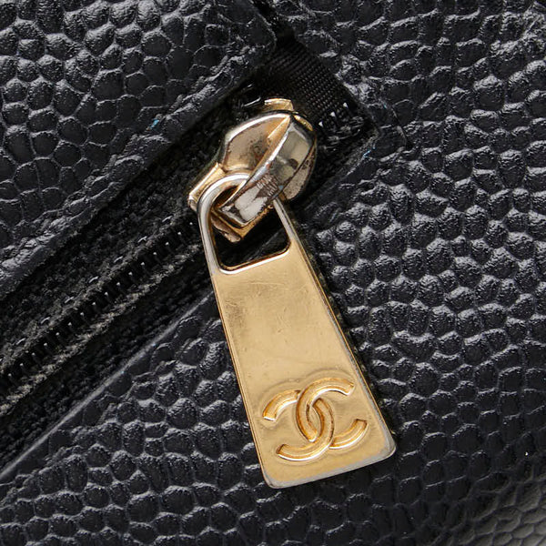 シャネル ココマーク 三つ折り財布 ブラック キャビアスキン レディース CHANEL 【中古】