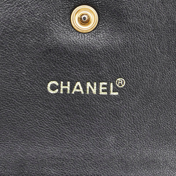 シャネル ココマーク 三つ折り財布 ブラック キャビアスキン レディース CHANEL 【中古】
