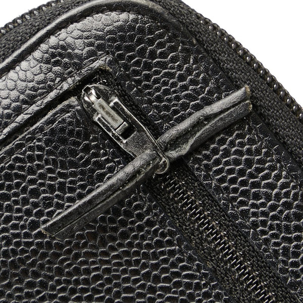 シャネル ココマーク ジッピーウォレット 長財布 ブラック キャビアスキン レディース CHANEL 【中古】