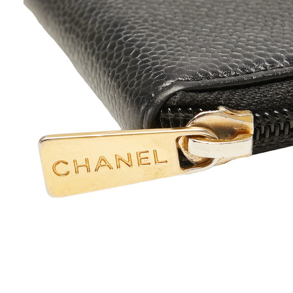 シャネル ココマーク ジッピーウォレット 長財布 ブラック キャビアスキン レディース CHANEL 【中古】