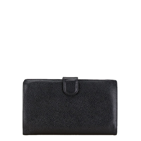 シャネル ココマーク がま口 長財布 ブラック キャビアスキン レディース CHANEL 【中古】