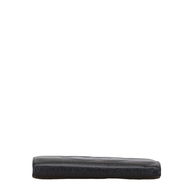 シャネル ココマーク がま口 長財布 ブラック キャビアスキン レディース CHANEL 【中古】