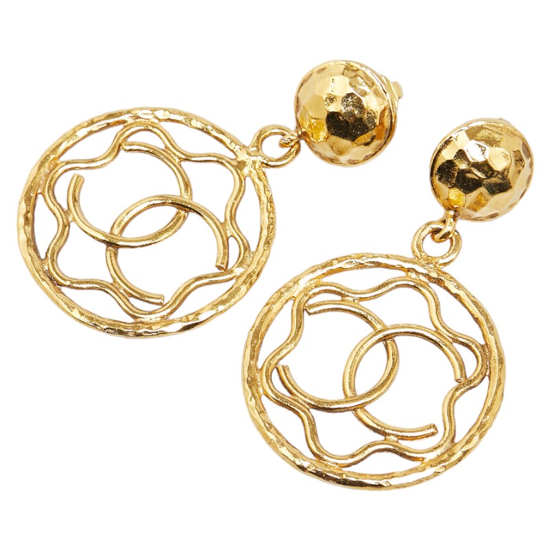 シャネル ココマーク ラウンド スイング イヤリング ゴールド メッキ レディース CHANEL 【中古】