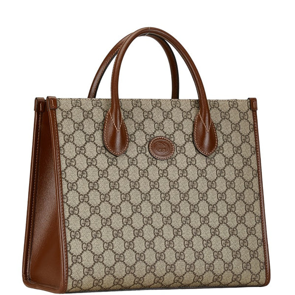 グッチ GGスプリーム トートバッグ ショルダーバッグ 2WAY 659983 ベージュ ブラウン PVC レザー レディース GUCCI 【中古】