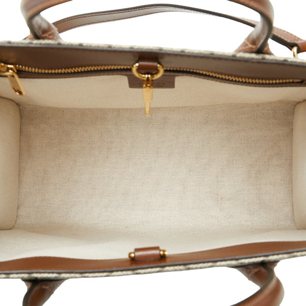 グッチ GGスプリーム トートバッグ ショルダーバッグ 2WAY 659983 ベージュ ブラウン PVC レザー レディース GUCCI 【中古】