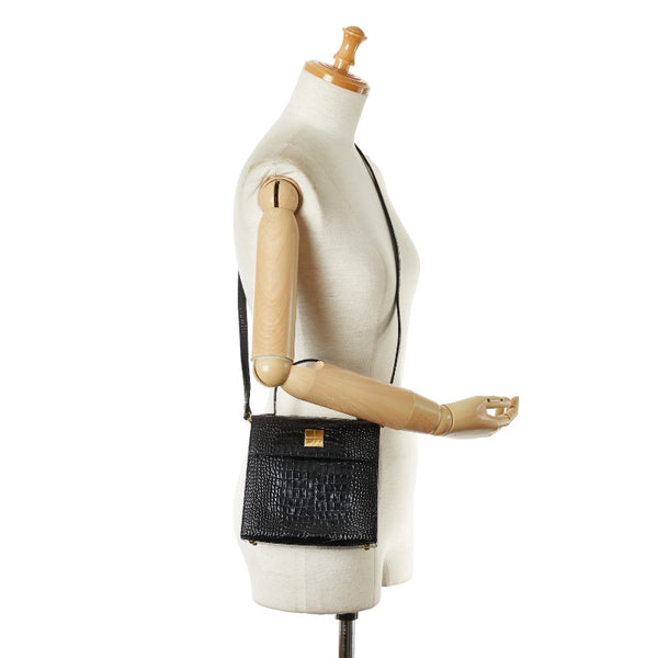 サンローラン ヴィンテージ YSLロゴ金具 ロコ型押し ハンドバッグ ショルダーバッグ 2WAY ブラック レザー レディース SAINT LAURENT 【中古】