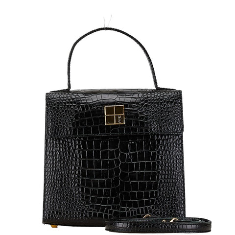 サンローラン ヴィンテージ YSLロゴ金具 ロコ型押し ハンドバッグ ショルダーバッグ 2WAY ブラック レザー レディース SAINT LAURENT 【中古】