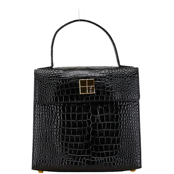 サンローラン ヴィンテージ YSLロゴ金具 ロコ型押し ハンドバッグ ショルダーバッグ 2WAY ブラック レザー レディース SAINT LAURENT 【中古】