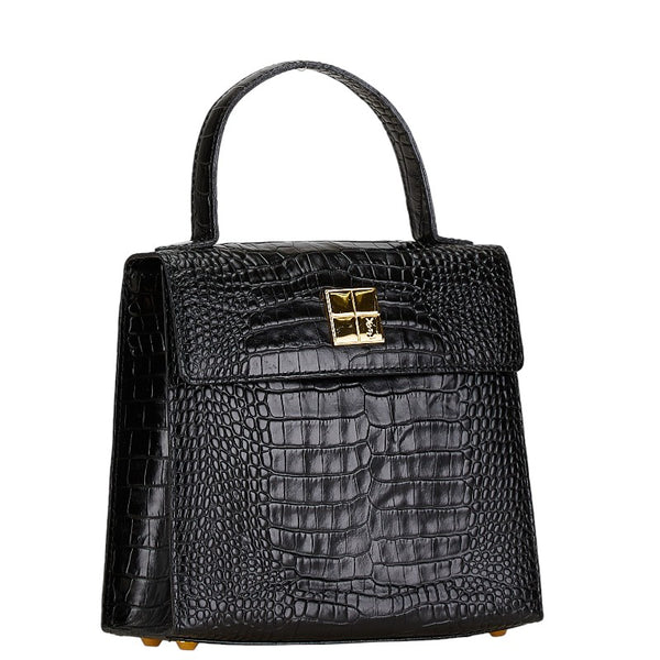 サンローラン ヴィンテージ YSLロゴ金具 ロコ型押し ハンドバッグ ショルダーバッグ 2WAY ブラック レザー レディース SAINT LAURENT 【中古】