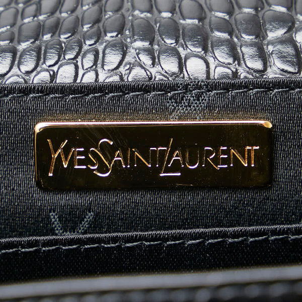 サンローラン ヴィンテージ YSLロゴ金具 ロコ型押し ハンドバッグ ショルダーバッグ 2WAY ブラック レザー レディース SAINT LAURENT 【中古】