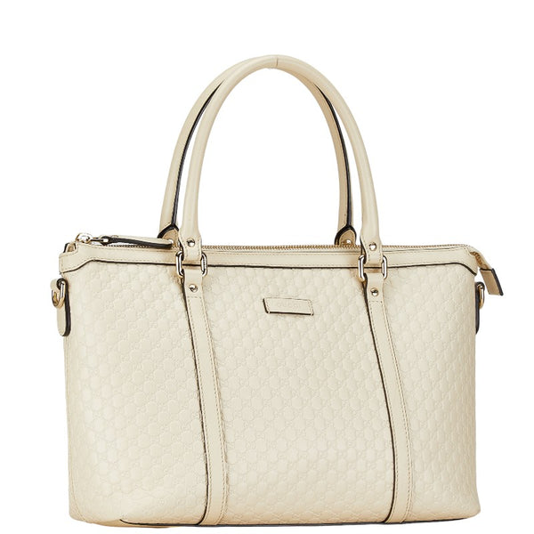 グッチ マイクログッチシマ ハンドバッグ ショルダーバッグ 2WAY 449656 ホワイト レザー レディース GUCCI 【中古】