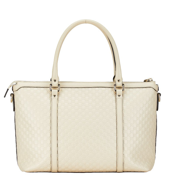グッチ マイクログッチシマ ハンドバッグ ショルダーバッグ 2WAY 449656 ホワイト レザー レディース GUCCI 【中古】