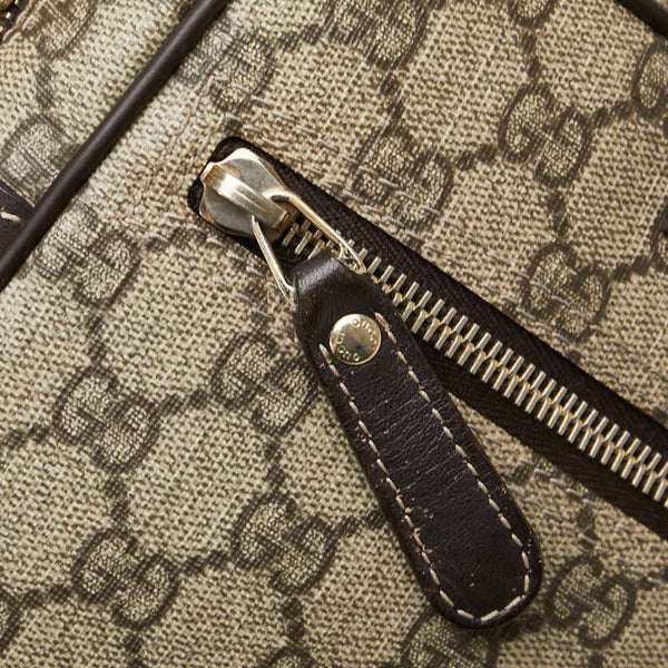 グッチ GGスプリーム ショルダーバッグ 233268 カーキ ベージュ ブラウン PVC レザー レディース GUCCI 【中古】