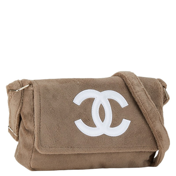 シャネル ノベルティ ココマーク 斜め掛け ショルダーバッグ ブラウン ベージュ パイル レディース CHANEL 【中古】