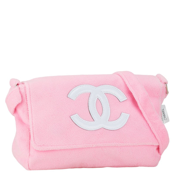 シャネル ノベルティ ココマーク 斜め掛け ショルダーバッグ ピンク ホワイト パイル レディース CHANEL 【中古】