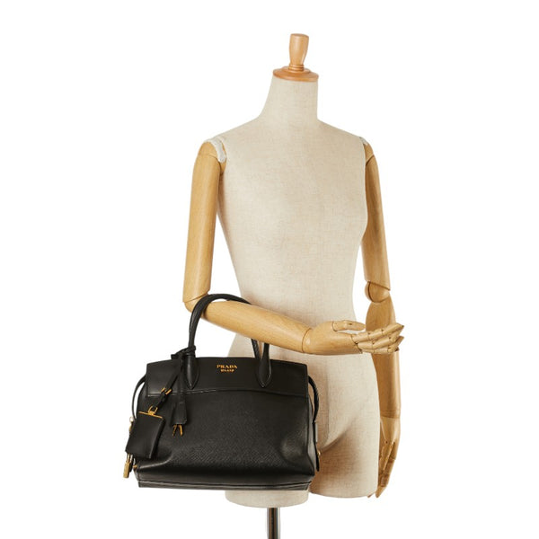 プラダ エスプラナード サフィアーノ ハンドバッグ 1BA046 ブラック レザー レディース PRADA 【中古】