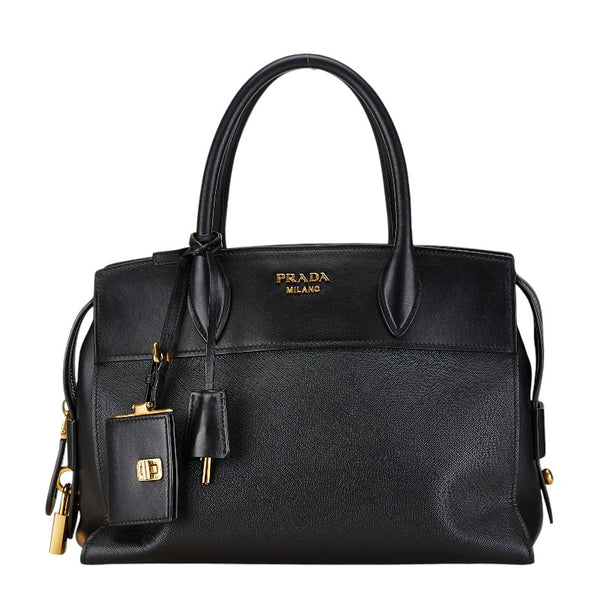 プラダ エスプラナード サフィアーノ ハンドバッグ 1BA046 ブラック レザー レディース PRADA 【中古】