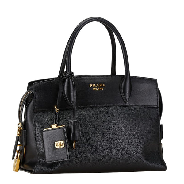 プラダ エスプラナード サフィアーノ ハンドバッグ 1BA046 ブラック レザー レディース PRADA 【中古】