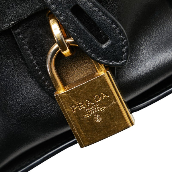 プラダ エスプラナード サフィアーノ ハンドバッグ 1BA046 ブラック レザー レディース PRADA 【中古】