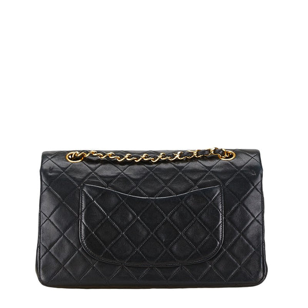 シャネル マトラッセ25 ココマーク ダブルフラップ チェーン ショルダーバッグ ブラック ラムスキン レディース CHANEL 【中古】