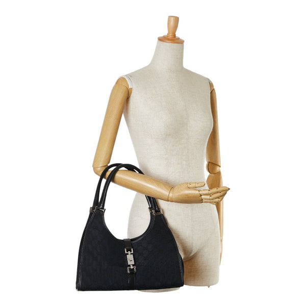 グッチ GGキャンバス ジャッキー ハンドバッグ 002 1067 002113 ブラック キャンバス レザー レディース GUCCI 【中古】
