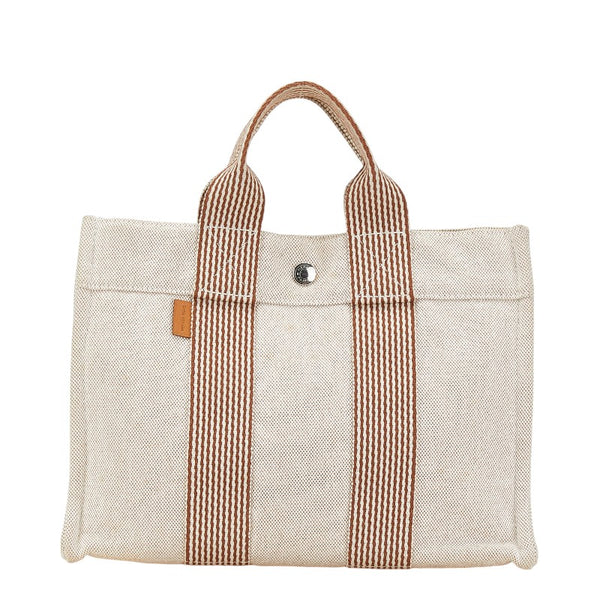 エルメス エールライントートPM ショルダーバッグ ベージュ ブラウン キャンバス レディース HERMES 【中古】