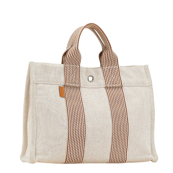 エルメス エールライントートPM ショルダーバッグ ベージュ ブラウン キャンバス レディース HERMES 【中古】