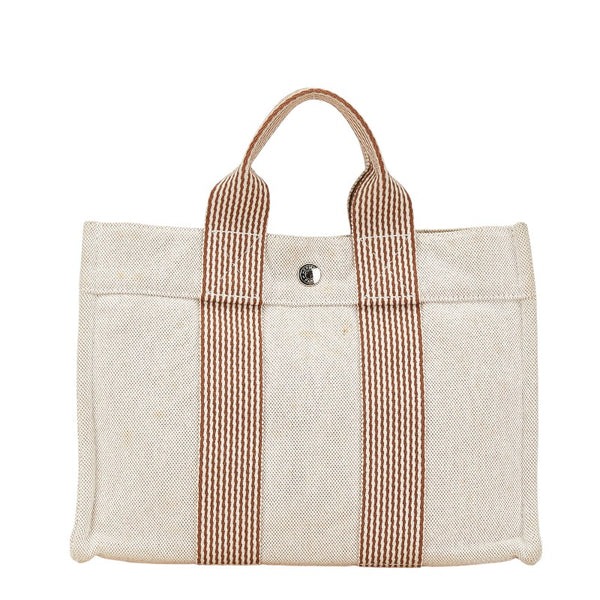 エルメス エールライントートPM ショルダーバッグ ベージュ ブラウン キャンバス レディース HERMES 【中古】