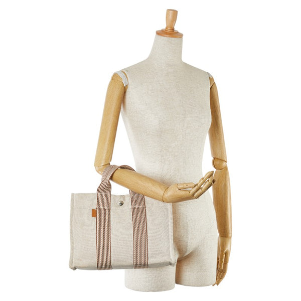 エルメス エールライントートPM ショルダーバッグ ベージュ ブラウン キャンバス レディース HERMES 【中古】