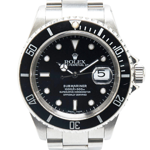 ロレックス 黒 サブマリーナ デイト 腕時計 16610 自動巻き ブラック文字盤 ステンレススチール メンズ ROLEX 【中古】