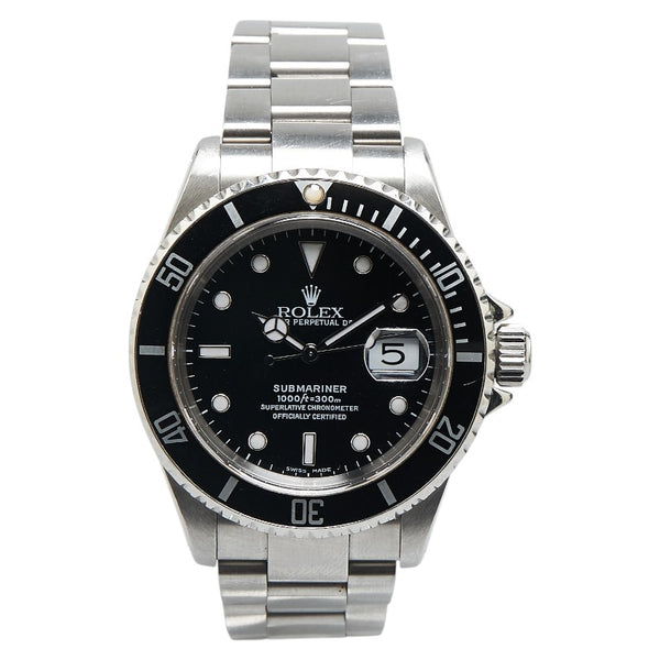 ロレックス 黒 サブマリーナ デイト 腕時計 16610 自動巻き ブラック文字盤 ステンレススチール メンズ ROLEX 【中古】