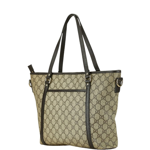 グッチ GGキャンバス トートバッグ ショルダーバッグ 2WAY 388929 ベージュ ブラウン キャンバス レザー レディース GUCCI 【中古】