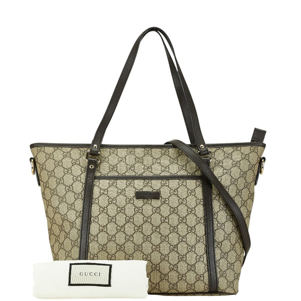グッチ GGキャンバス トートバッグ ショルダーバッグ 2WAY 388929 ベージュ ブラウン キャンバス レザー レディース GUCCI 【中古】